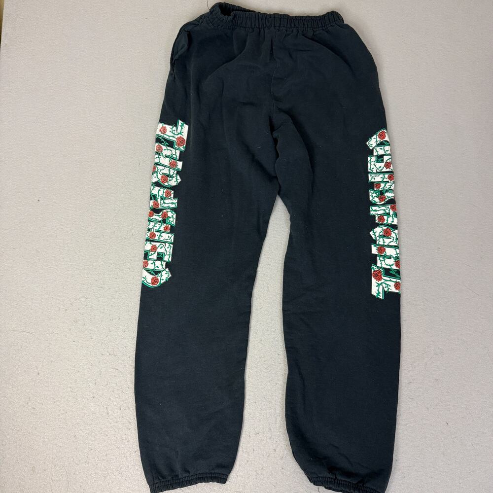 Asspizza Black Rose Graphic Sweatpants Jogger Pants Elastic Waist Streetwear
